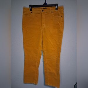 Talbots Mustard Yellow Corduroy Pants Straight Leg Women's Size 12 Petite